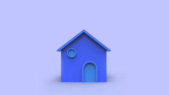 小蓝色的<strong>房子</strong>光青色背景<strong>出售房子</strong>租金买孤立的插图渲染复制空间文本