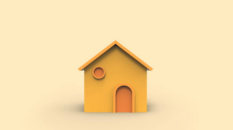 小橙色<strong>房子</strong>光橙色背景<strong>出售房子</strong>租金买孤立的插图渲染复制空间文本