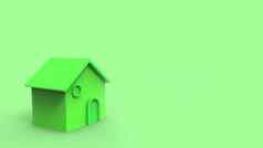 小绿色房子光橙色背景出售房子租金买孤立的插图渲染复制空间文本