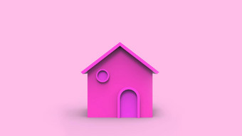 小粉红色的<strong>房子</strong>光紫色的背景<strong>出售房子</strong>租金买孤立的插图渲染复制空间文本