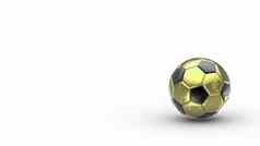 黄色的黑色的足球金属球孤立的白色背景足球渲染插图