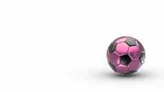 粉红色的黑色的足球金属球孤立的白色背景足球渲染插图