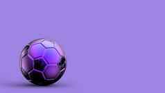紫罗兰色的黑色的足球金属球孤立的彩色的背景足球渲染插图