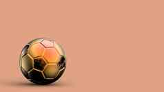 橙色黑色的足球金属球孤立的彩色的背景足球渲染插图