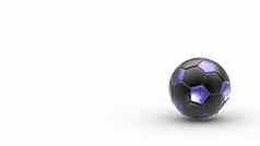 紫罗兰色的黑色的足球金属球孤立的白色背景足球渲染插图