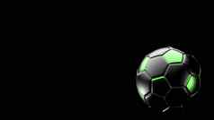 绿色黑色的足球金属球孤立的黑色的背景足球渲染插图