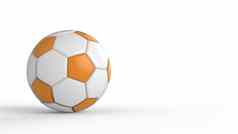橙色足球塑料皮革金属织物球孤立的黑色的背景足球渲染插图