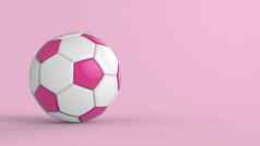 粉红色的足球塑料皮革金属织物球孤立的黑色的背景足球渲染插图