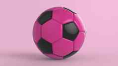 粉红色的足球塑料皮革金属织物球孤立的黑色的背景足球渲染插图