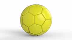 黄色的足球塑料皮革金属织物球孤立的黑色的背景足球渲染插图