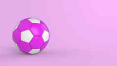 紫色的足球塑料皮革金属织物球孤立的黑色的背景足球渲染插图