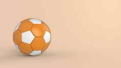 橙色足球塑料皮革金属织物球孤立的黑色的背景足球渲染插图