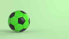 绿色足球塑料皮革金属织物球孤立的黑色的背景足球渲染插图