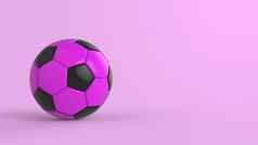 紫色的足球塑料皮革金属织物球孤立的黑色的背景足球渲染插图