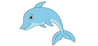 快乐海豚卡通卡通有趣的好玩的海豚向量图标网络设计孤立的白色背景