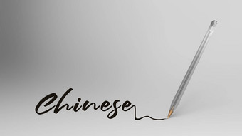 中国人中国人词写书法透明的塑料球笔白色背景bic插图渲染培训语法语言学校研究文具办公室