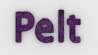 毛皮紫色的词孤立的白色背景现实的渲染毛茸茸的信插图自然结合皮毛皮毛毛皮动物皮毛狗猫熊老虎狼野兽牲畜动物