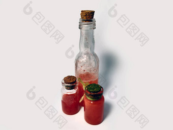药水红色的液体炼金术集烧瓶小玻璃瓶彩色的液体游戏角色玩魔法药水软木塞塞拉普瓶药水颜色瓶