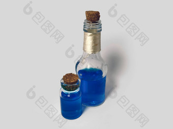 药水蓝色的液体哪里炼金术集烧瓶小玻璃瓶彩色的液体游戏角色玩魔法药水软木塞塞拉普瓶药水颜色瓶