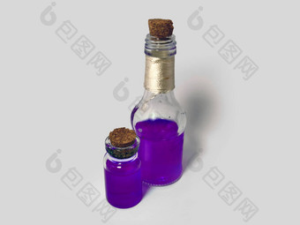 药水紫罗兰色的液体炼金术集烧瓶小玻璃瓶彩色的液体游戏角色玩魔法药水软木塞塞拉普瓶药水颜色瓶