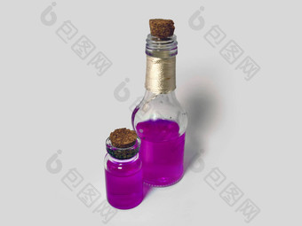 药水粉红色的液体炼金术集烧瓶小玻璃瓶彩色的液体游戏角色玩魔法药水软木塞塞拉普瓶药水颜色瓶
