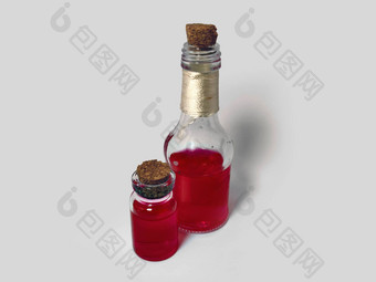 药水红色的液体炼金术集烧瓶小玻璃瓶彩色的液体<strong>游戏角色</strong>玩魔法药水软木塞塞拉普瓶药水颜色瓶