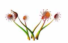 色彩斑斓的花束茎花