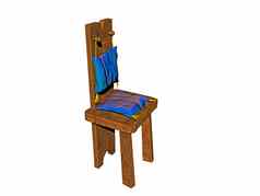 古董木软垫椅子