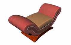 红色的棕色（的）重软垫扶手椅