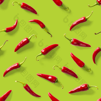 无缝的模式使红色的辣椒辣椒绿色背景最小的食物模式红色的热辣椒无缝的辣椒模式食物背景