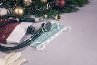 圣诞节医学听诊器冠状病毒保护产品圣诞节装饰