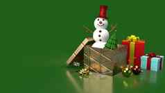 雪人礼物盒子圣诞节内容呈现