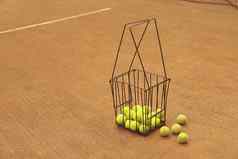 篮子网球球粘土法院空间文本
