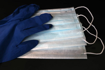 医疗面具受保护的蓝色的手套医疗保护屏蔽绷带冠状病毒