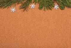 空软木请注意董事会装饰松树枝雪花圣诞节年庆祝活动季节业务概念