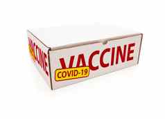 冠状病毒科维德疫苗航运盒子孤立的白色