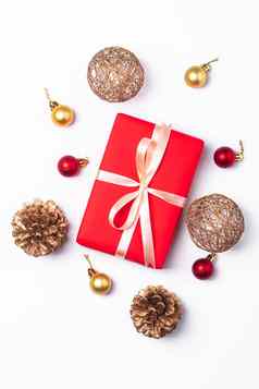 圣诞节作文红色的礼物盒子松视锥细胞黄金红色的