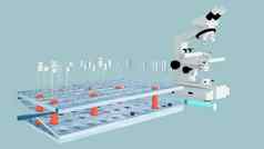 渲染生物化学实验室研究显微镜设备科学实验玻璃器皿液体