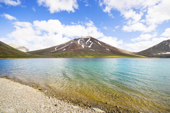 高山山湖景<strong>观色</strong>彩斑斓的自然视图格鲁吉亚湖旅行目的地