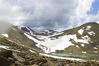 高山山湖景<strong>观色</strong>彩斑斓的自然视图格鲁吉亚湖旅行目的地