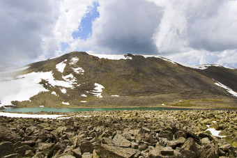 高山山湖景观色彩斑斓的自然视图格鲁吉亚湖旅行目的地