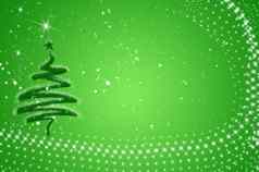 摘要闪亮的圣诞节树绿色背景