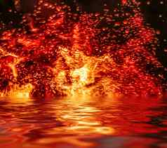 热火火焰水自然元素摘要背气