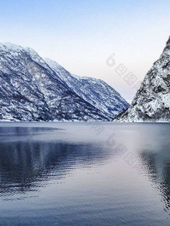 冬天景观冻<strong>峡湾</strong>湖河弗拉姆<strong>峡湾</strong>挪威
