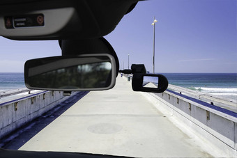 <strong>行车记录仪</strong>车相机视图威尼斯海滩码头加州美国