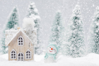 雪人房子冬天