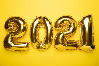 金箔气球黄色的背景一年
