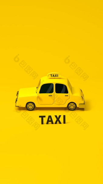 迷你出租车迷你车黄色的颜色呈现