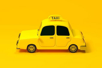 迷你出租车迷你车黄色的颜色呈现
