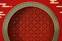 中国人风格红色的背景节日装饰呈现